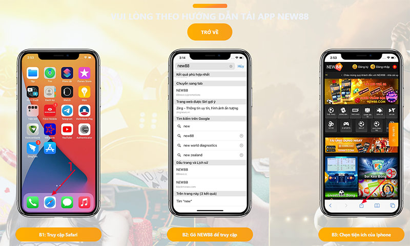 Các bước tải ku bet cho IOS bằng trình duyệt Safari